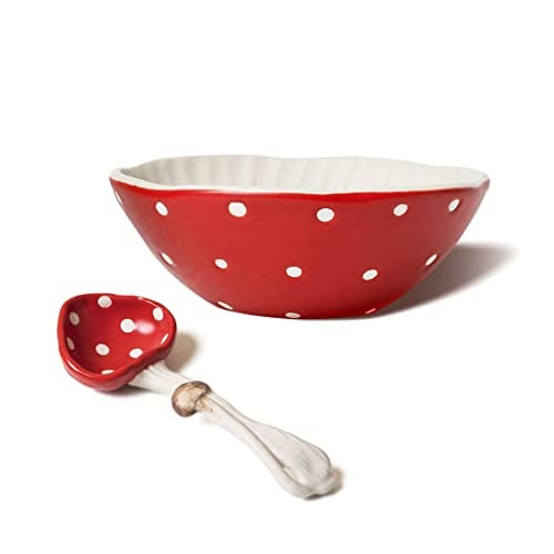 RESVUGA Mushroom 5.8'' Salad Bowls - Matt Ceramics Soup Bowls, Pair with Cute Mushroom Spoon- Use for Noodles, Rice, Soup & More. - Image 1