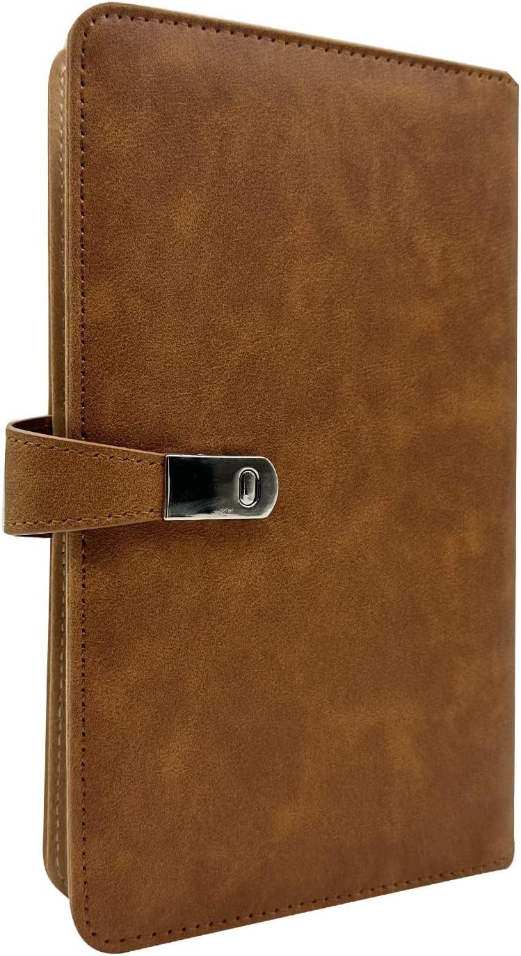 إكسفور حامل بطاقات العمل، منظم بطاقات ائتمانية بـ 108 فتحة، محفظة جلدية لبطاقات الائتمان وبطاقات كبار الشخصيات، دفتر بطاقات عمل مع غلاف بلاستيكي، منظم بطاقات العمل، بني - Image 1