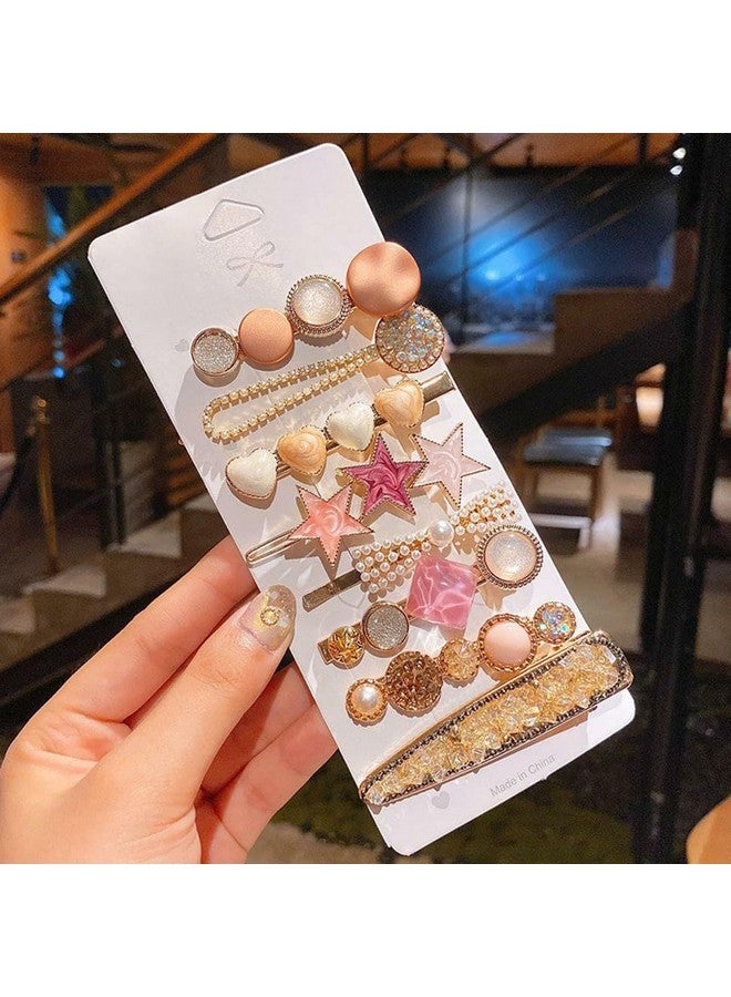 Blubby Korean Style Pearl Barrettes Women's Set Hairpin Korean Style Hair Clip for Girls & Women, Marble Alligator Bobby Pins Duckbilled Headdress Jewelry Hair Accessories Set of 8 - Image 2