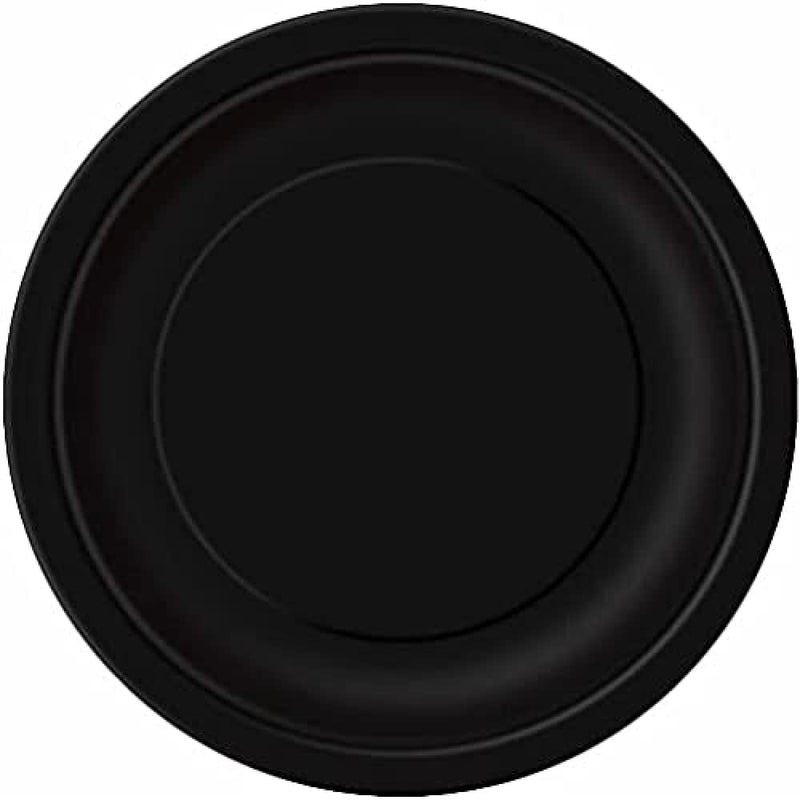 Solid Black Round Dessert Paper Plates  7 Pack of 8  Elegant Party Plates for Appetizing Treats  Perfect for Birthdays  Events