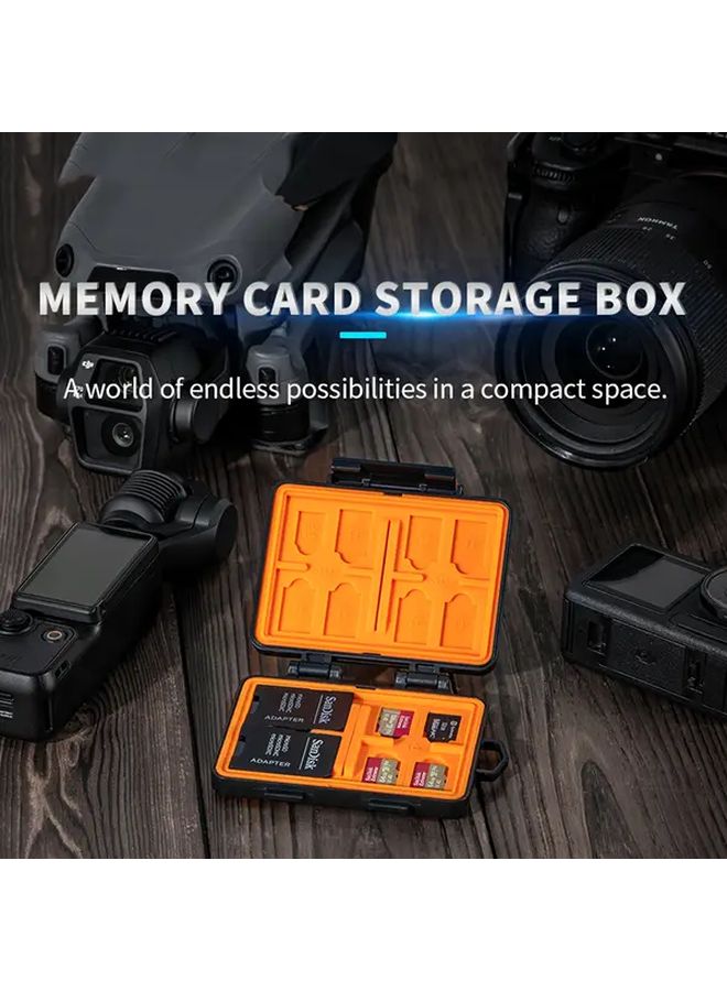 Black Memory Card Storage Box Holds 8 SD Cards Durable Silicone Case Compact Design Secure Closure - Image 1