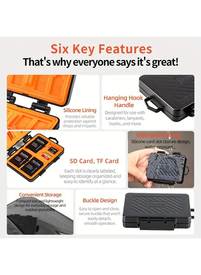 Black Memory Card Storage Box Holds 8 SD Cards Durable Silicone Case Compact Design Secure Closure - Image 3