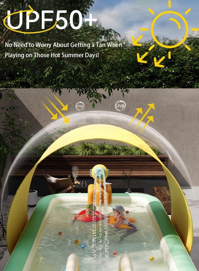 VUCATIN Pool Sunshade, Automatic Quick Opening Sunshade Protection, Children's Inflatable Swimming Pool Home Outdoor Large Pool Foldable Sunshade (318*115CM) - Image 2