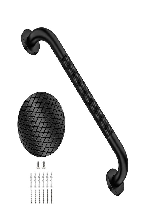 YuanDe 20 Inch Anti Slip Shower Grab Bar, YuanDe Black Stainless Steel Bath Grab Bar, Knurled Bathroom Safety Rail, Shower Handrail Support, Handicap Elderly Balance Assist Handles-1.25" Diameter - Image 1