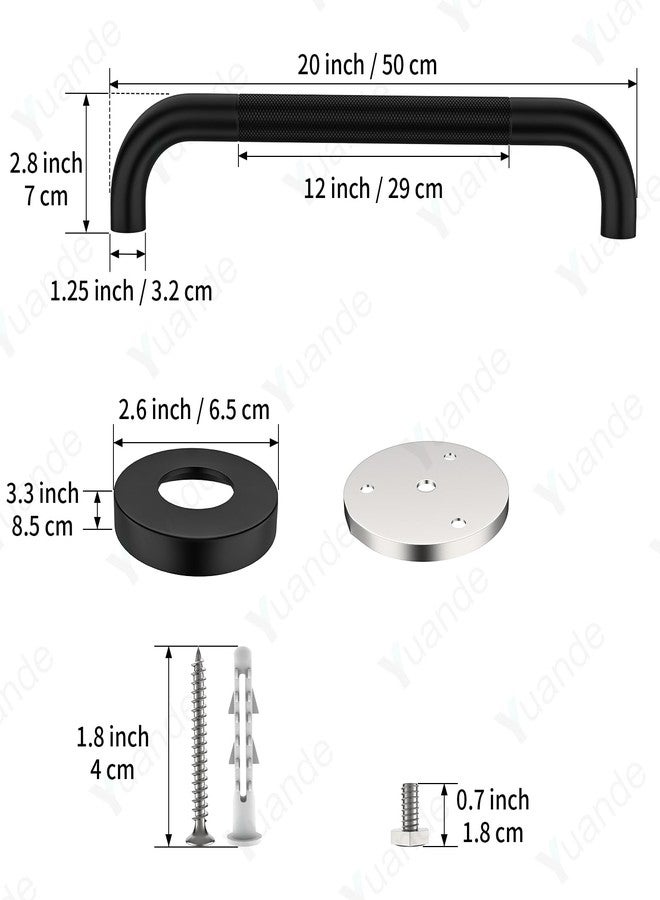 YuanDe 20 Inch Anti Slip Shower Grab Bar, YuanDe Black Stainless Steel Bath Grab Bar, Knurled Bathroom Safety Rail, Shower Handrail Support, Handicap Elderly Balance Assist Handles-1.25" Diameter - Image 2