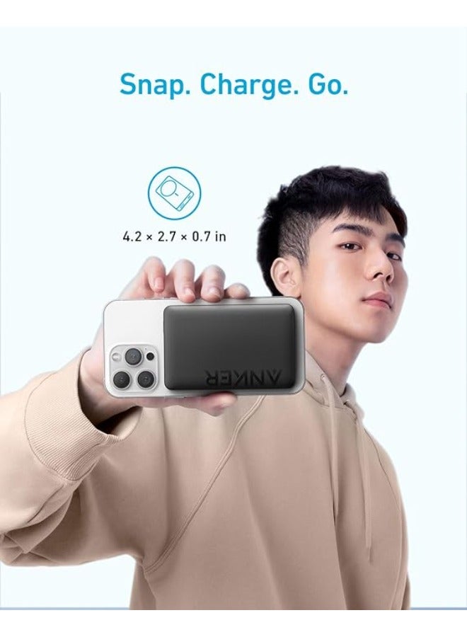 باور بانك مغناطيسي أنكر 10000 مللي أمبير في الساعة، 10 كيلو، شاحن لاسلكي محمول، حزمة بطارية شحن سريع 20 وات مع USB-C متوافق مع Magsafe، iPhone 15/15 Plus/15 Pro/15 Pro Max، iPhone 14/13/12 Series أسود - Image 5