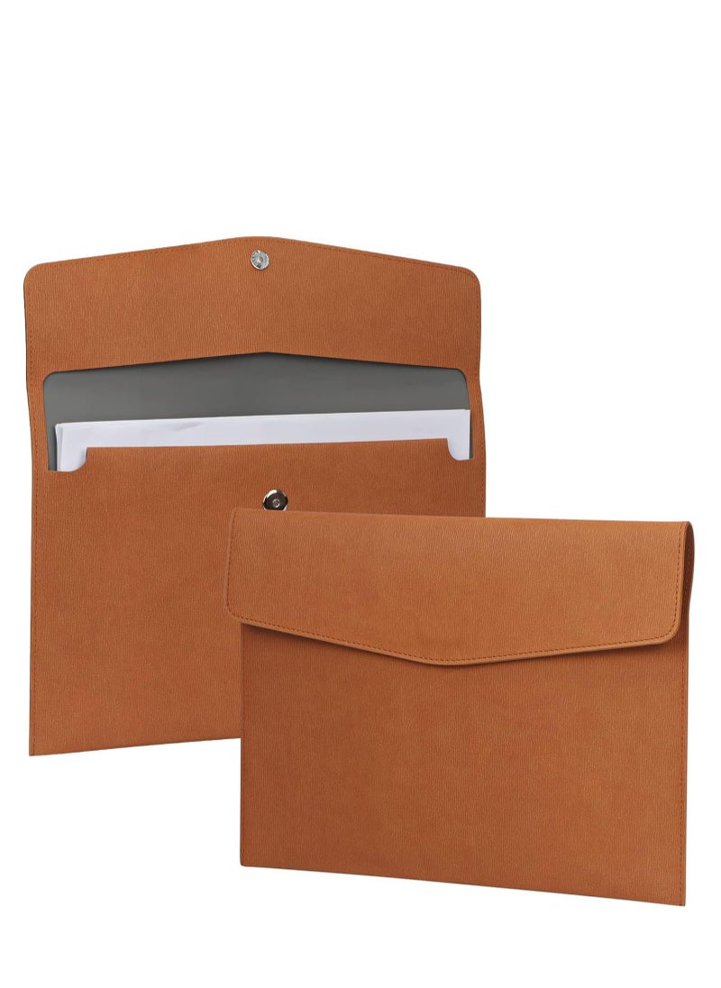 TRASSLE File Folder, PU Leather A4 Document Holder File Organizer Filing Envelope Portfolio Case Tablet Sleeve with Magnetic Snap Closure for Home School Office Stationery  - Image 1