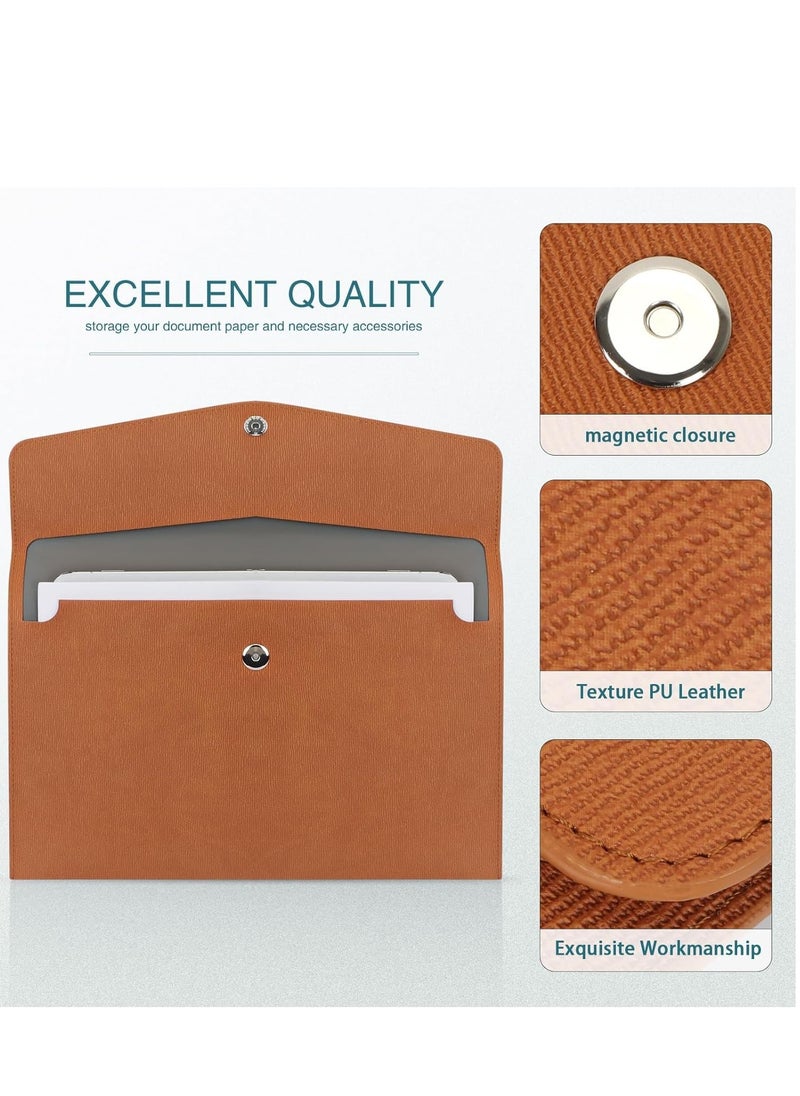 TRASSLE File Folder, PU Leather A4 Document Holder File Organizer Filing Envelope Portfolio Case Tablet Sleeve with Magnetic Snap Closure for Home School Office Stationery  - Image 2