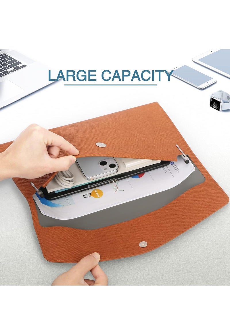 TRASSLE File Folder, PU Leather A4 Document Holder File Organizer Filing Envelope Portfolio Case Tablet Sleeve with Magnetic Snap Closure for Home School Office Stationery  - Image 3
