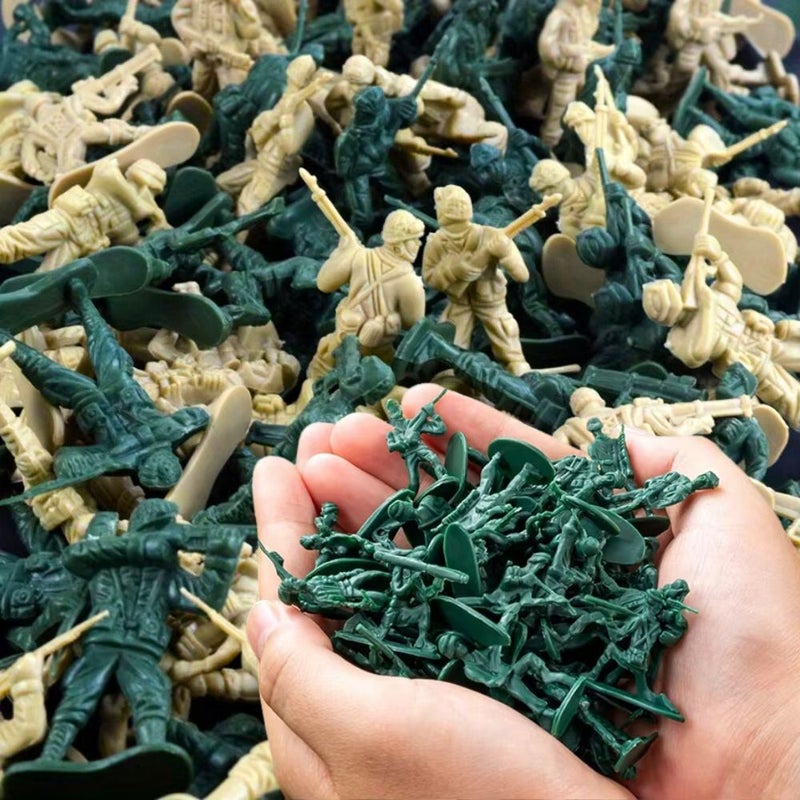 16pcs Sand Color Plastic Soldier Figurine 1.97inch Army Operation Doll Model Military Sand Table Exercise Miniature Scene Props Desktop Decoration Creative Birthday Gift Collection - Image 1