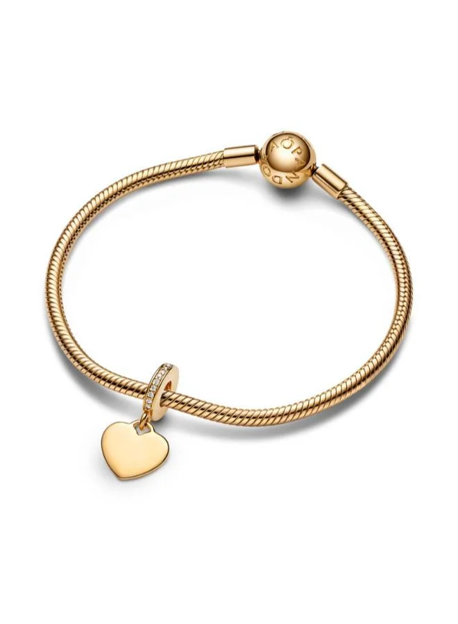 باندورا Engravable Heart Tag Dangle Charm