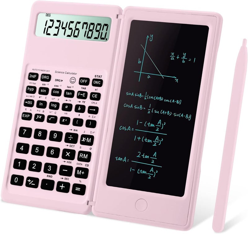 iPepul Scientific Calculators for Students, 10-Digit Large Screen, Math Calculator with Notepad, Classroom Must Haves for Middle High School Supplies & College （Pink - Image 1