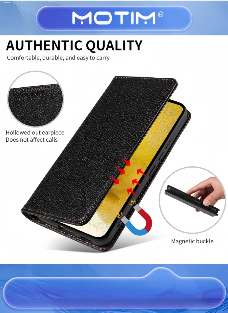 Motim Samsung Galaxy S23 Ultra Leather Wallet Case Genuine Cowhide Folio Flip Cover for Men & Women - Image 2
