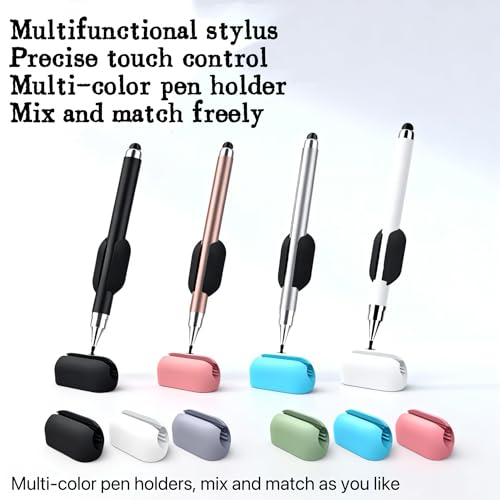 Rgar 4pcs Stylus+6 Silicone Pen Clip,Pencil Holder for iPhone/ipad iOS/Android 15/14 Table,Compatible with Samsung A11+/A11/A9/A8/Fire Max 11/10/8 All Capacitive Touch Screen (colors4+6Pen Holder) - Image 5