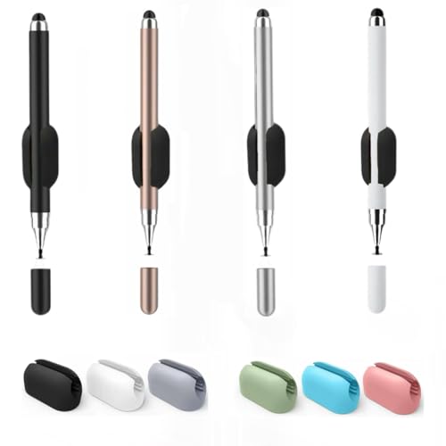 Rgar 4pcs Stylus+6 Silicone Pen Clip,Pencil Holder for iPhone/ipad iOS/Android 15/14 Table,Compatible with Samsung A11+/A11/A9/A8/Fire Max 11/10/8 All Capacitive Touch Screen (colors4+6Pen Holder) - Image 1