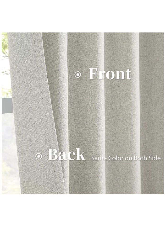 Curtains & Rods 100% BLACKOUT DOUBLE LINEN FACE Curtains, Multi-Way Header for 3 Hanging Options (Beige)