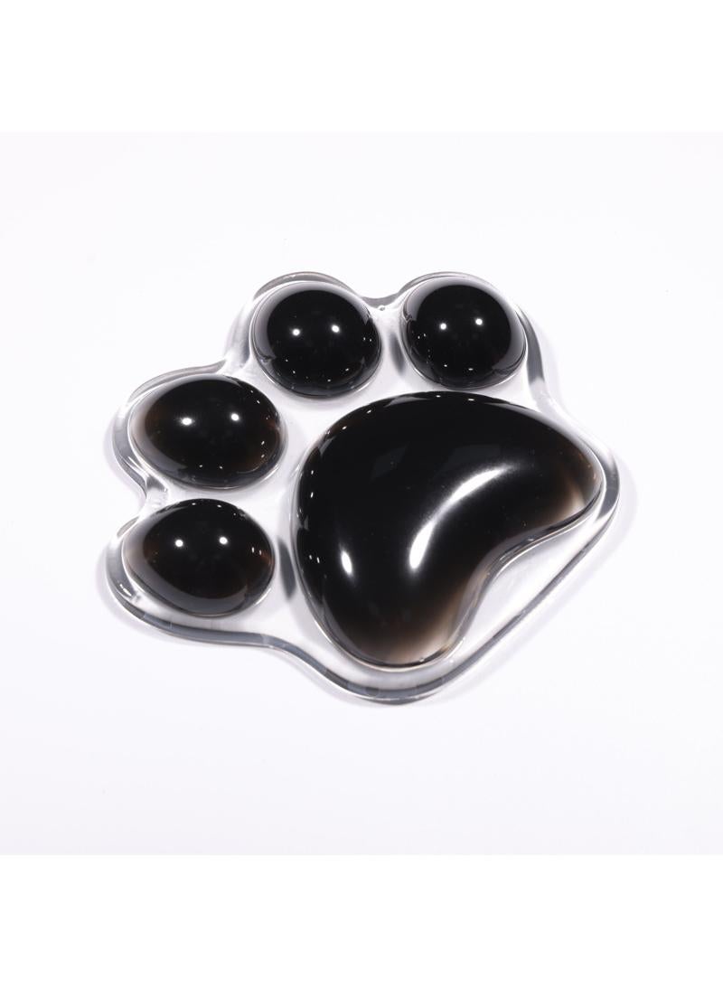 Transparent silicone mouse pad for office games, 3D anti slip cat paw mouse pad, black 12 * 10.2cm - Image 1