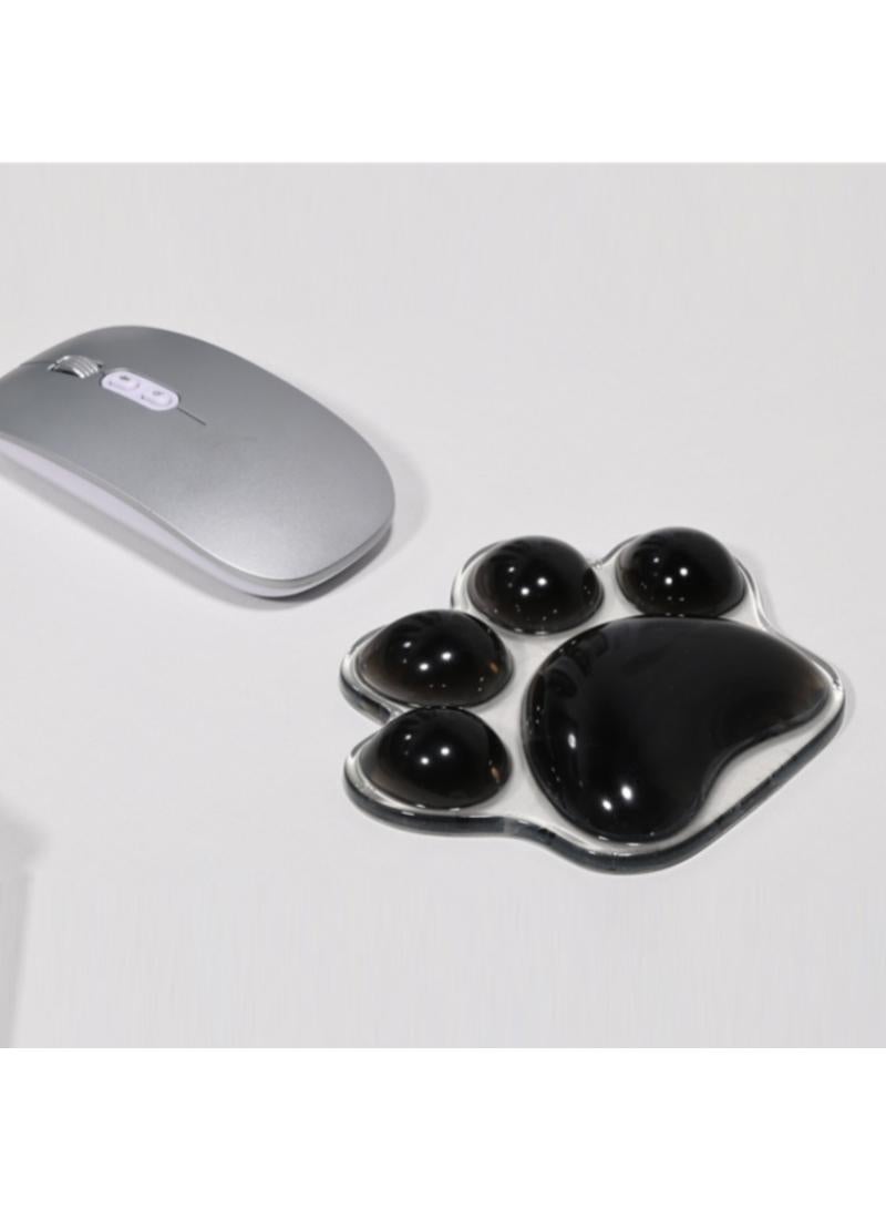 Transparent silicone mouse pad for office games, 3D anti slip cat paw mouse pad, black 12 * 10.2cm - Image 2
