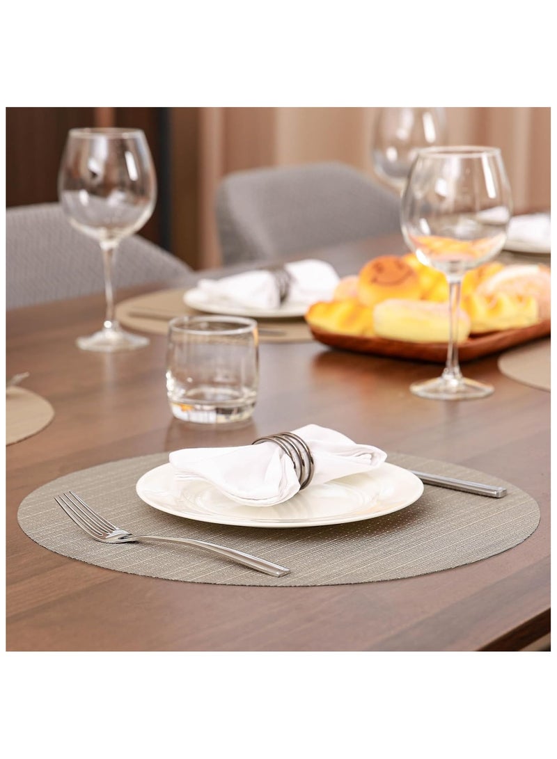 آنا طقم 4 قطع من حصائر المائدة الدائرية 35 سم بتصميم نقش الخيزران من PVC - حصائر طعام مضادة للبقع وماء، مقاومة للحرارة، مناسبة لتجمعات العائلة وتناول الطعام في الهواء الطلق - Image 4