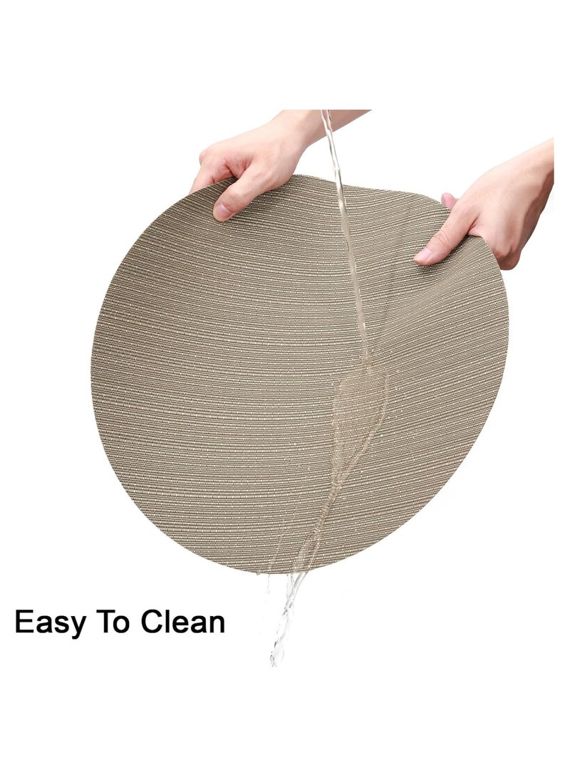 آنا طقم 4 قطع من حصائر المائدة الدائرية 35 سم بتصميم نقش الخيزران من PVC - حصائر طعام مضادة للبقع وماء، مقاومة للحرارة، مناسبة لتجمعات العائلة وتناول الطعام في الهواء الطلق - Image 5