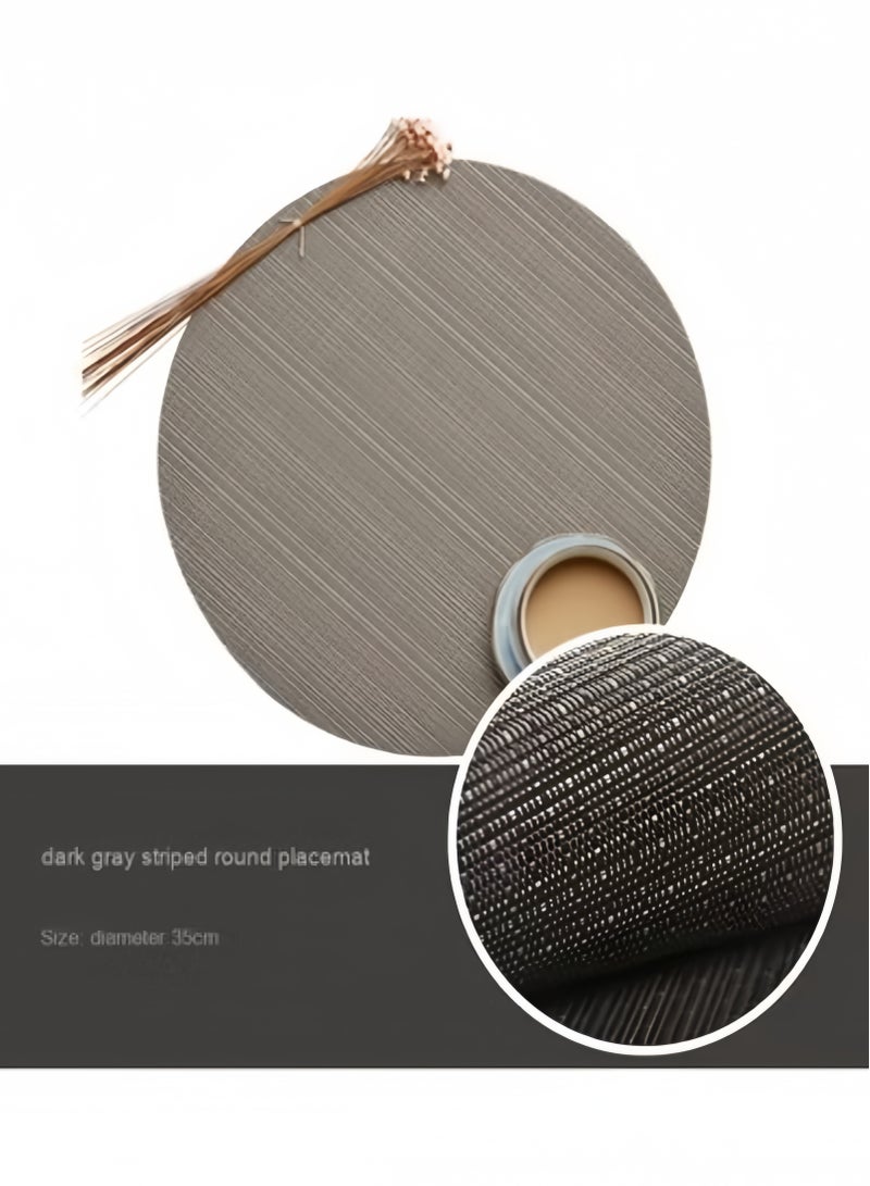 آنا طقم 4 قطع من حصائر المائدة الدائرية 35 سم بتصميم نقش الخيزران من PVC - حصائر طعام مضادة للبقع وماء، مقاومة للحرارة، مناسبة لتجمعات العائلة وتناول الطعام في الهواء الطلق - Image 3