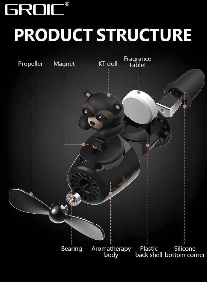 GROIC Bear Pilot Car Air Freshener Cute Car Diffuser Rotating Propeller Air Outlet Vent Fresheners Aromatherapy Ornament Car Accessories Automotive Air Fresheners for Cars - Image 5