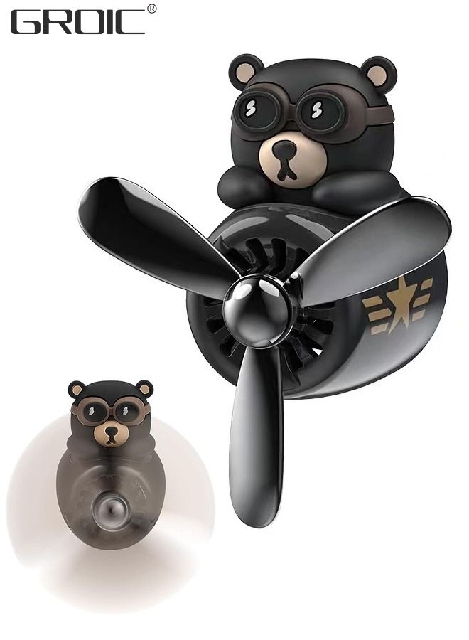 GROIC Bear Pilot Car Air Freshener Cute Car Diffuser Rotating Propeller Air Outlet Vent Fresheners Aromatherapy Ornament Car Accessories Automotive Air Fresheners for Cars - Image 1