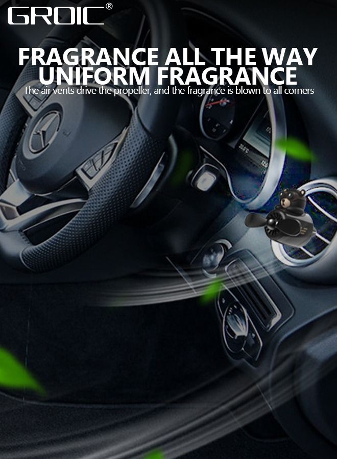 GROIC Bear Pilot Car Air Freshener Cute Car Diffuser Rotating Propeller Air Outlet Vent Fresheners Aromatherapy Ornament Car Accessories Automotive Air Fresheners for Cars - Image 2