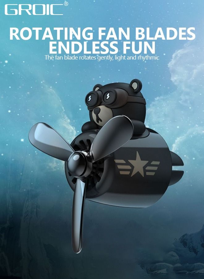 GROIC Bear Pilot Car Air Freshener Cute Car Diffuser Rotating Propeller Air Outlet Vent Fresheners Aromatherapy Ornament Car Accessories Automotive Air Fresheners for Cars - Image 3