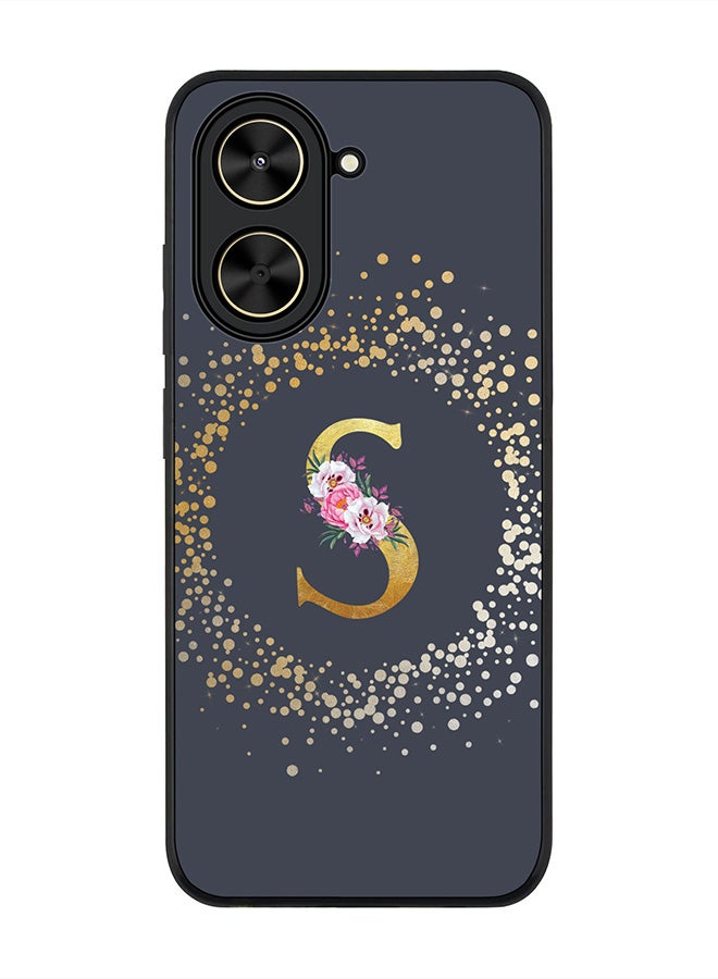 Stylizedd For Xiaomi Poco C71 / Redmi A5 4G Case,Slim fit Camera Protection, Shockproof Thin Phone cover  - Custom Monogram Floral - S  (Grey ) - Image 1