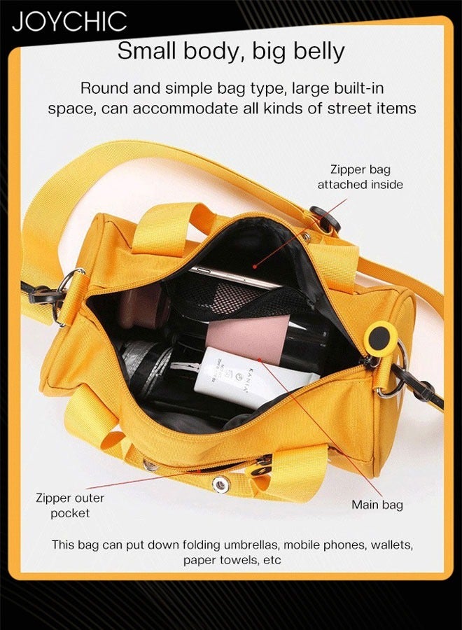 Joychic حقيبة رياضية خفيفة الوزن وعملية مقاومة للماء لتخزين الملابس للسفر، حقيبة رياضية مقاومة للاهتراء للنساء والرجال، للرقص والسباحة واليوغا واللياقة البدنية، باللون الأصفر، حجم كبير - Image 2