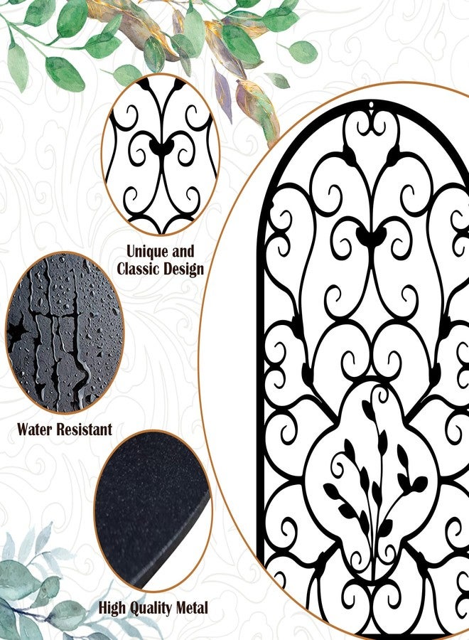 Resama 2 Pcs Scroll Home Wall Decor, Rustic Metal Wall Decor Window Arch Design Modern Farmhouse Wall Sculptures Hanging for Living Room Bedroom Hallway Kitchen (Black, 15.7" X 9") - Image 3