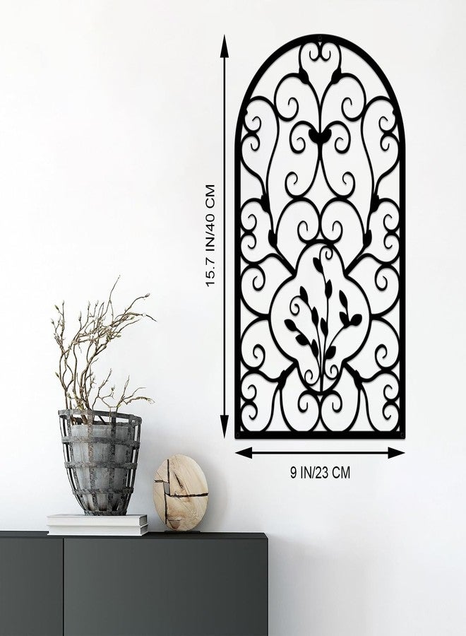 Resama 2 Pcs Scroll Home Wall Decor, Rustic Metal Wall Decor Window Arch Design Modern Farmhouse Wall Sculptures Hanging for Living Room Bedroom Hallway Kitchen (Black, 15.7" X 9") - Image 2