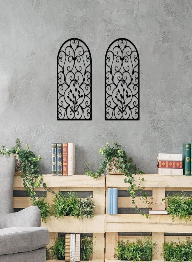 Resama 2 Pcs Scroll Home Wall Decor, Rustic Metal Wall Decor Window Arch Design Modern Farmhouse Wall Sculptures Hanging for Living Room Bedroom Hallway Kitchen (Black, 15.7" X 9") - Image 5