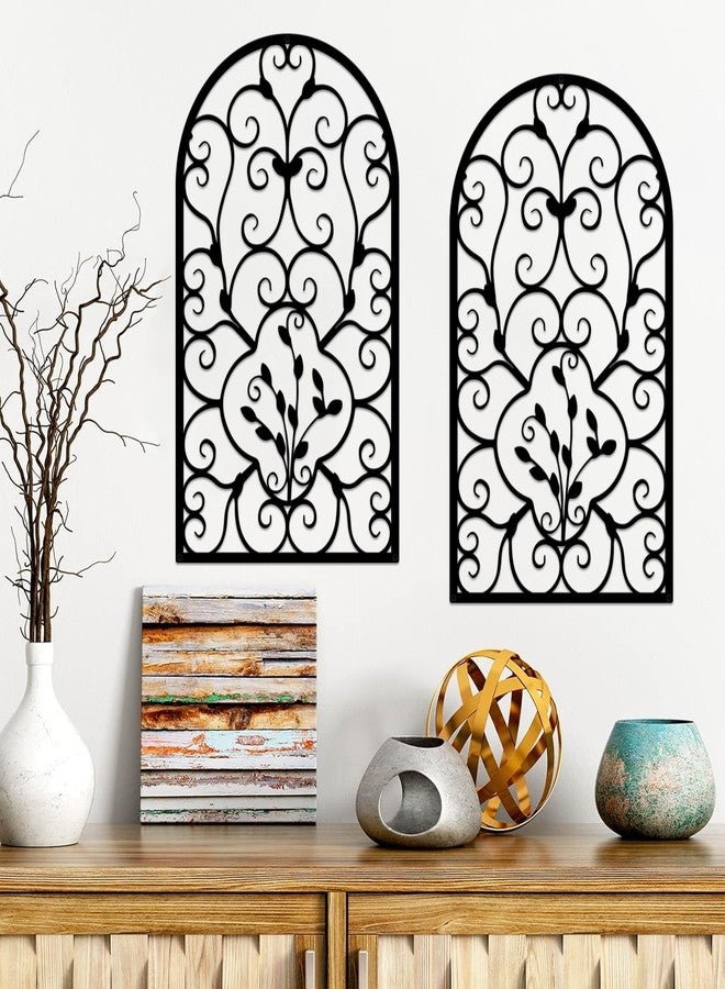 Resama 2 Pcs Scroll Home Wall Decor, Rustic Metal Wall Decor Window Arch Design Modern Farmhouse Wall Sculptures Hanging for Living Room Bedroom Hallway Kitchen (Black, 15.7" X 9") - Image 4