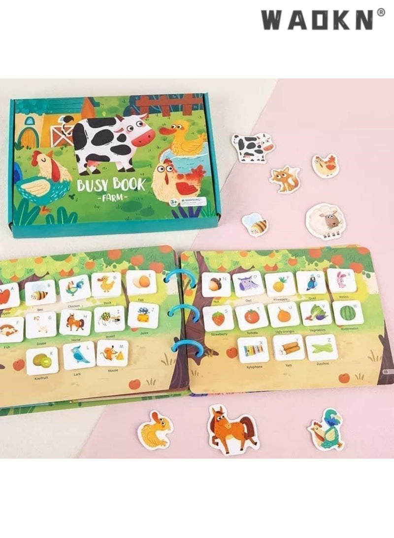 دبليو أيه أو كي أن الأطفال مزرعة الحيوان مشغول كتاب ، كتاب النشاط التفاعلي لينة مع ملصق ، لعبة تعليمية للأطفال مناسبة للسفر ، أداة التعلم التشاركي من أجل التنمية في مرحلة الطفولة المبكرة - Image 1
