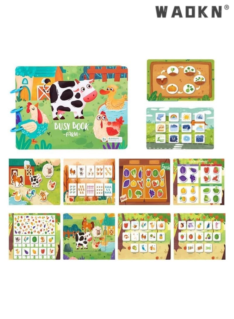 دبليو أيه أو كي أن الأطفال مزرعة الحيوان مشغول كتاب ، كتاب النشاط التفاعلي لينة مع ملصق ، لعبة تعليمية للأطفال مناسبة للسفر ، أداة التعلم التشاركي من أجل التنمية في مرحلة الطفولة المبكرة - Image 2