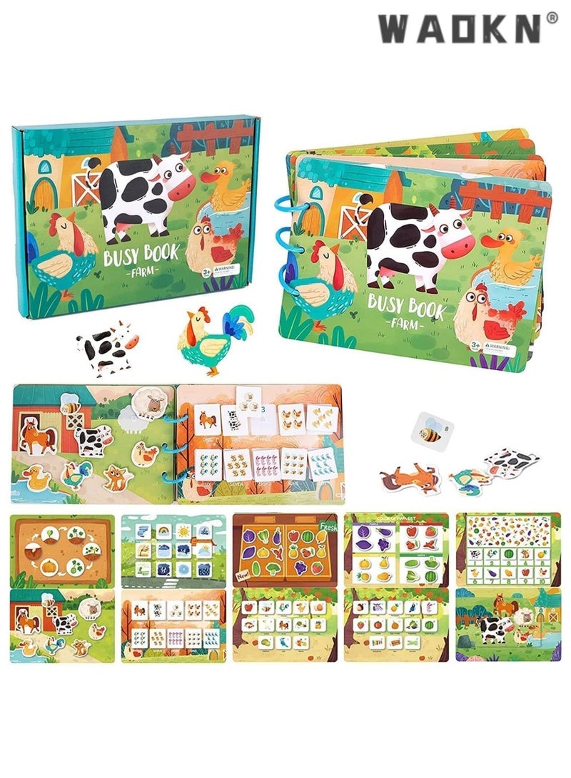 دبليو أيه أو كي أن الأطفال مزرعة الحيوان مشغول كتاب ، كتاب النشاط التفاعلي لينة مع ملصق ، لعبة تعليمية للأطفال مناسبة للسفر ، أداة التعلم التشاركي من أجل التنمية في مرحلة الطفولة المبكرة - Image 3