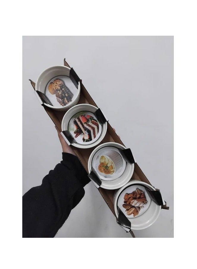 مجموعة أطباق رمكين سيراميك – 4 قطع أنيقة للمخبوزات والتقديم مقاس 150مل - Image 2