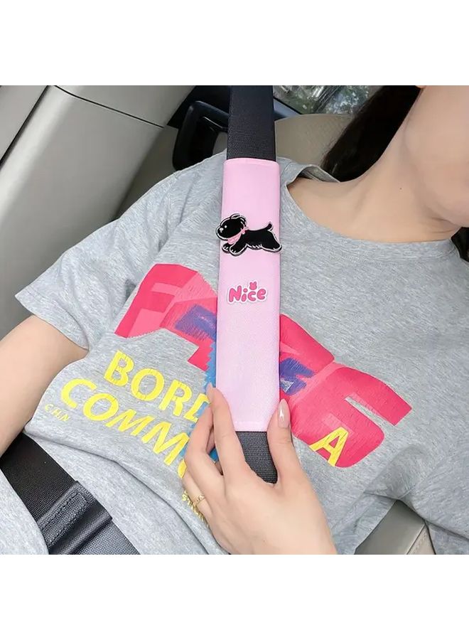 Creative Vehicle Safety Seat Belt Shoulder Pad Cute Dog Design Car Interior Decoration Accessory Prevent Chafing 1pc White - Image 5