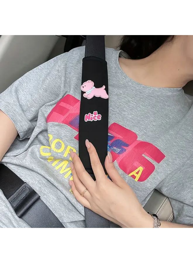 Creative Vehicle Safety Seat Belt Shoulder Pad Cute Dog Design Car Interior Decoration Accessory Prevent Chafing 1pc White - Image 4
