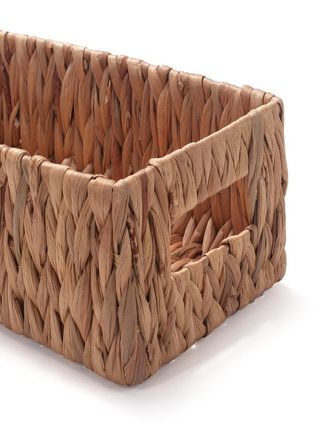 IVAILEX Toilet Paper Basket for Back of Toilet Water Hyacinth Long Narrow Wicker Bathroom Storage Basket with Built-in Handles 14.2 x 6.5 x 3.7 inch - Image 4