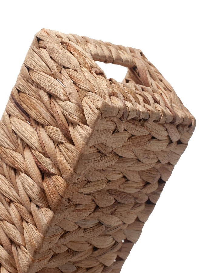 IVAILEX Toilet Paper Basket for Back of Toilet Water Hyacinth Long Narrow Wicker Bathroom Storage Basket with Built-in Handles 14.2 x 6.5 x 3.7 inch - Image 5