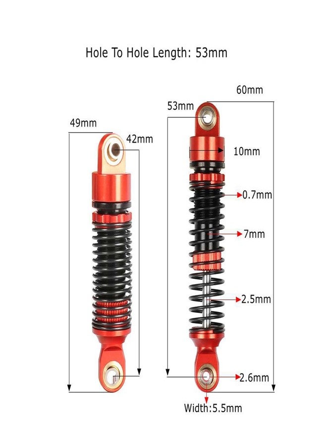 LAFEINA 4PCS Aluminum Threaded Shock Absorber Oil Damper for 1/12 Mini Crawler 1/18 RC Crawler Car TRX4M TRX4MT Upgrade Parts (Gold, 53mm) - Image 3