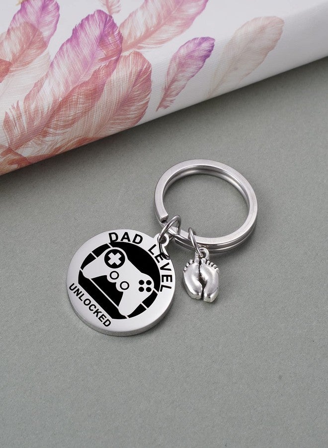 MIXJOY Expecting Dad's First Father's Day Unlocked Dad Key Chain with Baby Footprint Charm - Image 2