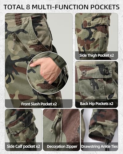 AKARMY Men's Casual Cargo Pants Military Army Camo Pants Combat Work Pants with 8 Pockets Battlefield Camo 36 - Image 5