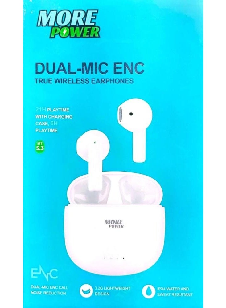 مور بور سماعات أذن MORE POWER MP-TL11 TWS Bluetooth 5.3 - تصميم خفيف الوزن مع تقليل الضوضاء ومقاومة للماء - Image 2