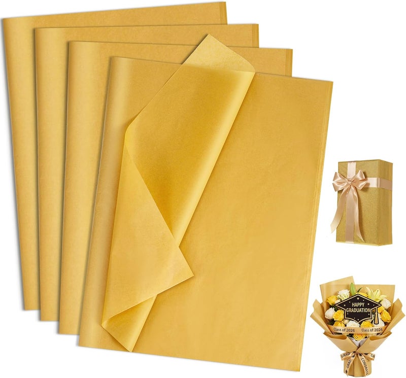 Woric 160 Sheets Gold Tissue Paper for Gift Bags - 20 x 14 Inches - Ideal for Graduation, Weddings, and Birthday Party Decorations - Image 1