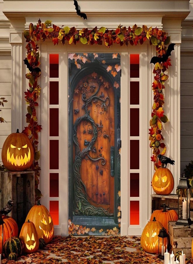 Burbuja Halloween Decoration - Stretch Fabric Backdrop Door Porch Covers for Home Party Holidays, 32x79 in - Image 5