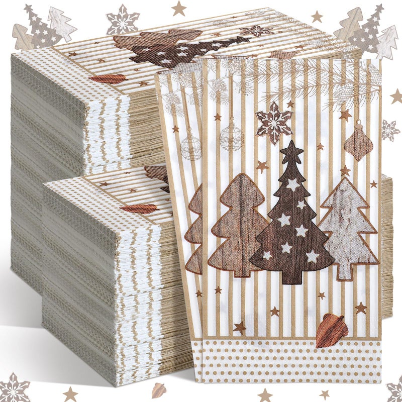 Jetec Jetec 200 Pcs Christmas Disposable Paper Guest Towels for Bathroom Christmas Napkins Christmas Tree Guests Napkins Decorative Hand Towel 2 Ply Guest Paper Napkins for Xmas Holiday Kitchen Dining Table  - Image 1